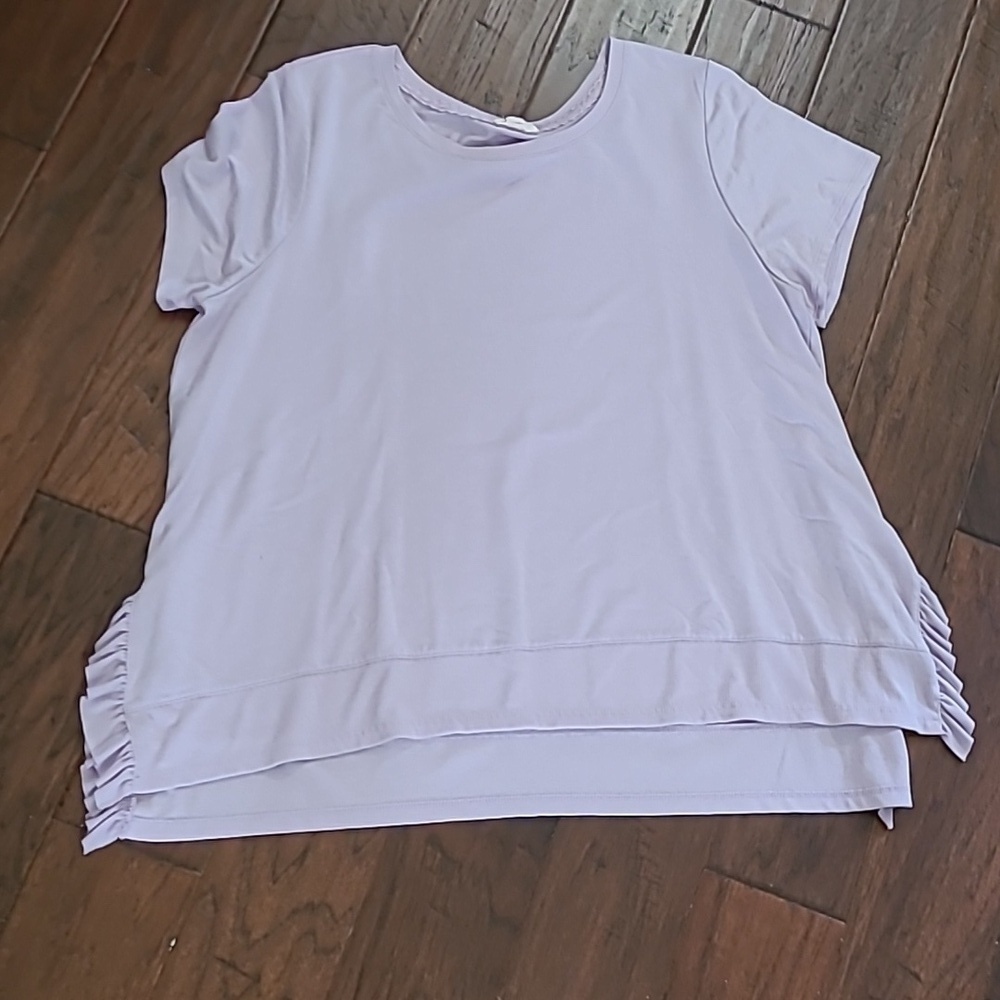 Cupio Light Purple Short Sleeve Top with Ruffled Side Splits size 2X